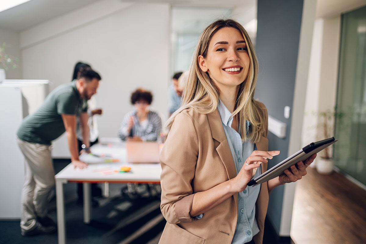 Young female professional smiling